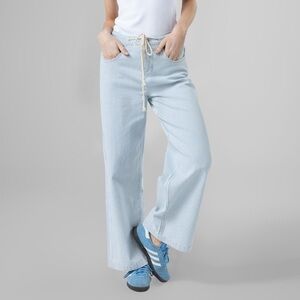 Ceros Melissa High Rise Wide Leg Blue Pinstripe Pants sz 30